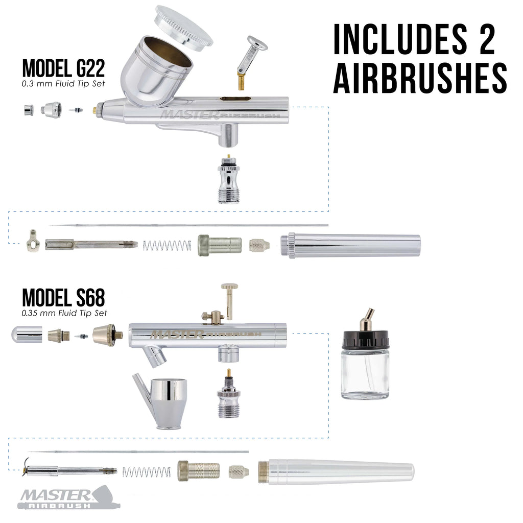 Master Hose Colors 6 TC-20, G22, with Professional S68, E91 Kit Airbrush Compressor Air Createx Master Wicked &