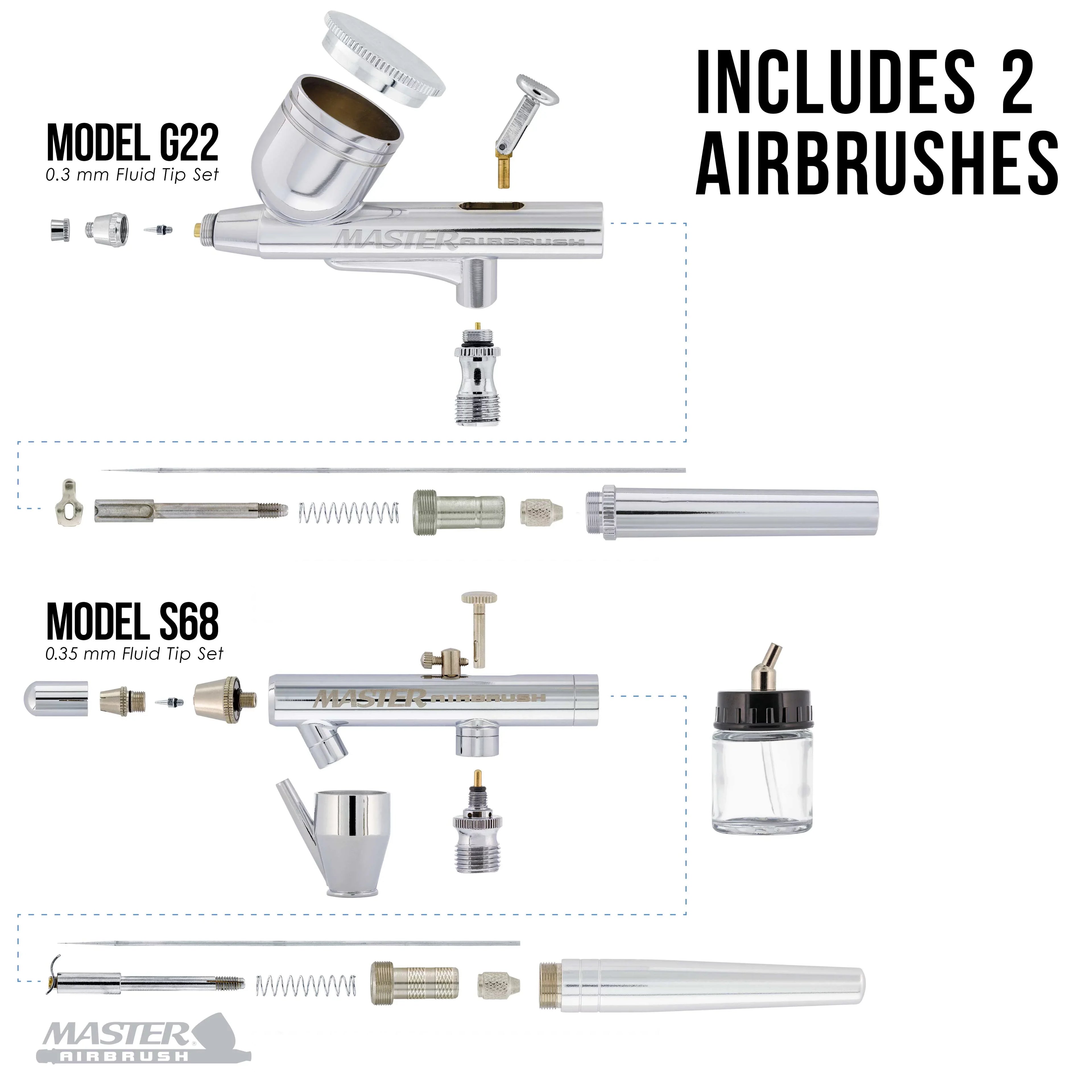 Master Hose Colors 6 TC-20, G22, with Professional S68, E91 Kit Airbrush Compressor Air Createx Master Wicked &