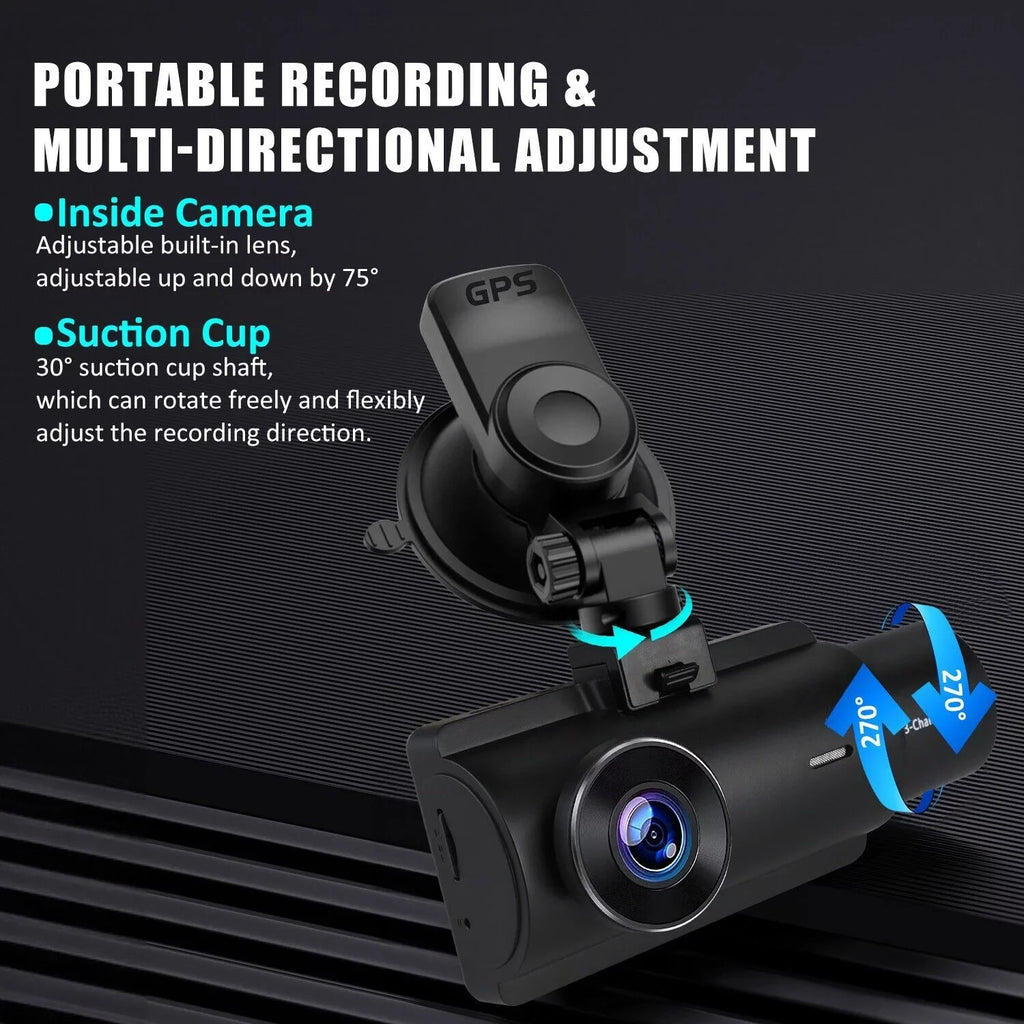 Recorder 4K Rear & Camera Cars Track Front True 3 Video Lens Dual WiFi&GPS Dash