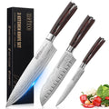 Chef Steel and Ergonomic or Restaurant Ultra for Sharp 3PCS Stainless Box Carbon Handle Knife Chefs Knives,High Home Set, Blade, Gift DFITO Kitchen Professional Knife,