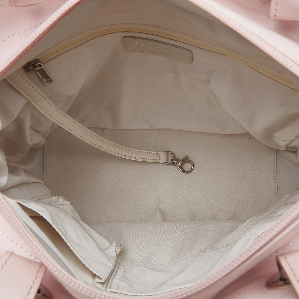 Pink Tote Authenticated Bag Fabric Tote (Good) Paris-Biarritz Unisex Pre-Owned Canvas Small