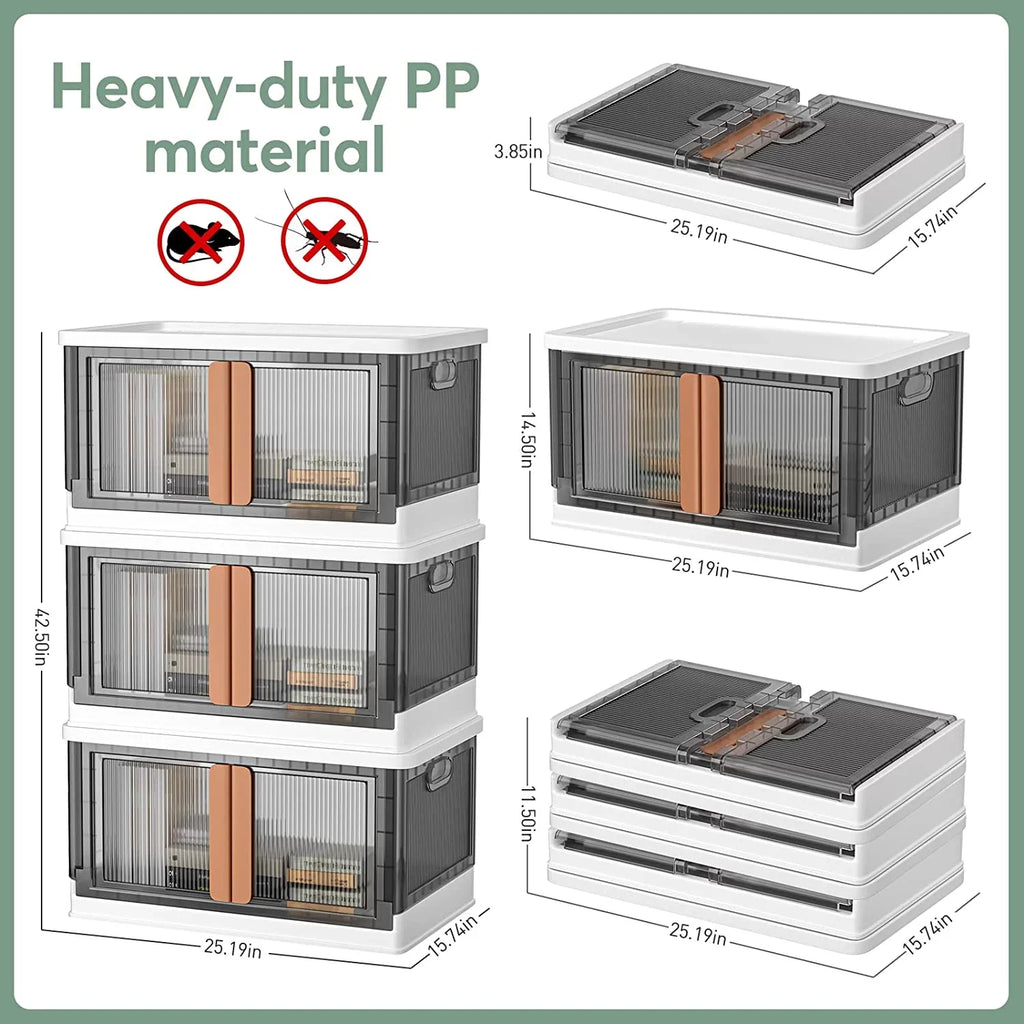 large containers，Durable RV, drawers bins,plastic stackable bedroom, foldable Storage lids-76Quart with for storage hall, office(3Packs) storage kitchen, storage bins