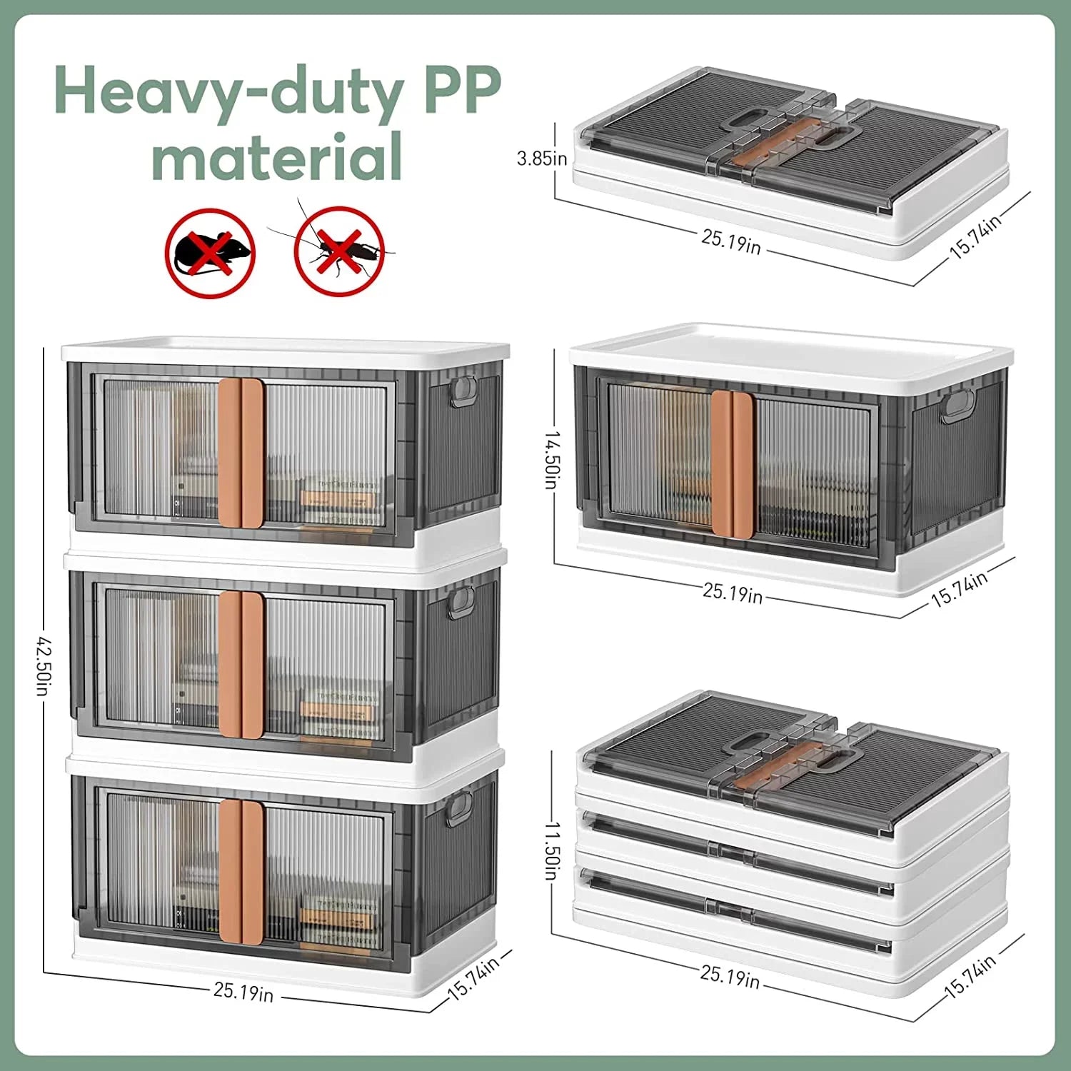 large containers，Durable RV, drawers bins,plastic stackable bedroom, foldable Storage lids-76Quart with for storage hall, office(3Packs) storage kitchen, storage bins