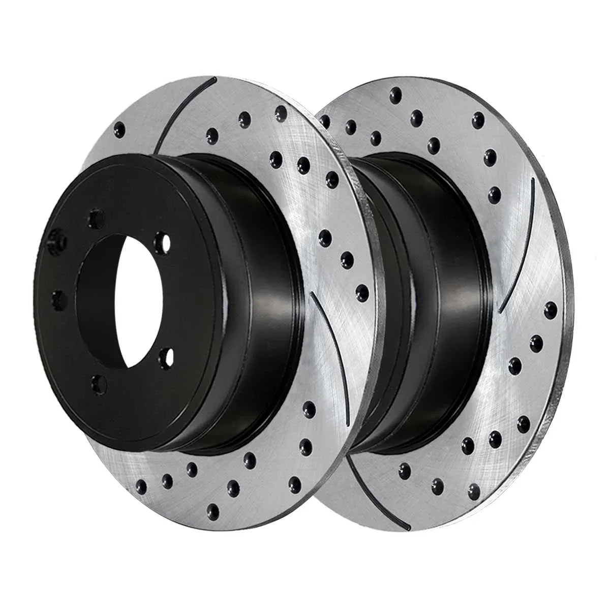 Rear Side Replacement FWD Avenger Rotors Lancer for Compass and Chrysler Sebring Caliber of Mitsubishi Brake AutoShack Dodge 2 Jeep V6 Drilled Black Pair 200 Patriot Driver PR63038LR Passenger Slotted