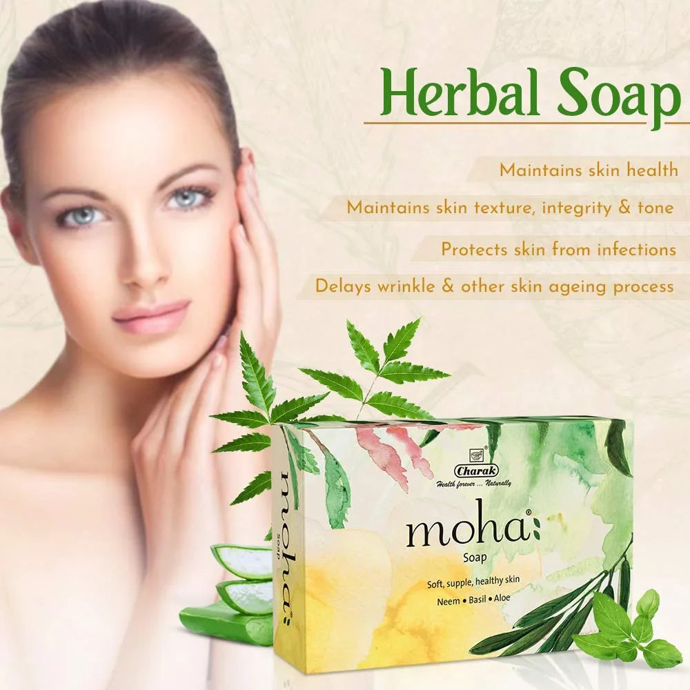 Moha & Aloe X Of Soap 3 Basil Neem, Body Goodness Soap, Gel, With Face Vera Bathing Soap, Gram & Pamer Herbal 100 Product Unisex