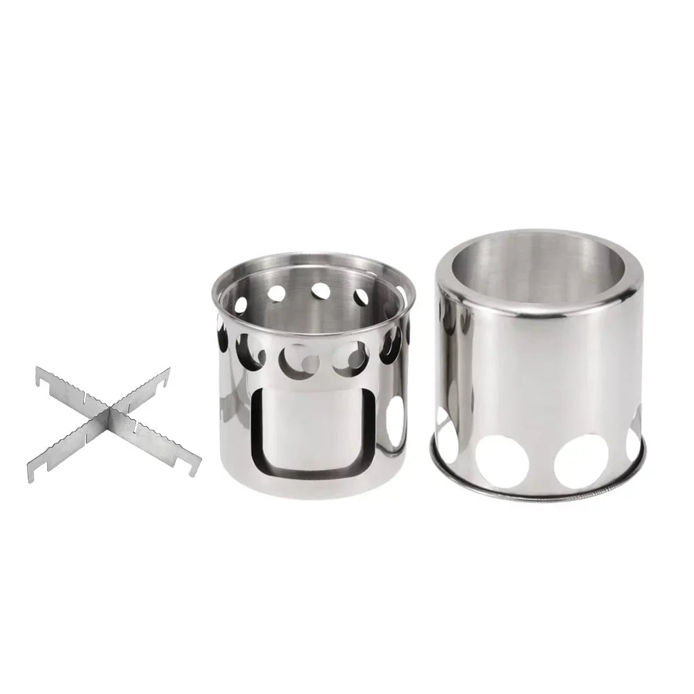 Portable Stove Set Stove Fishing Burning Combo Arealer for Pot Wood Backpacking Hiking Camping Cooking and