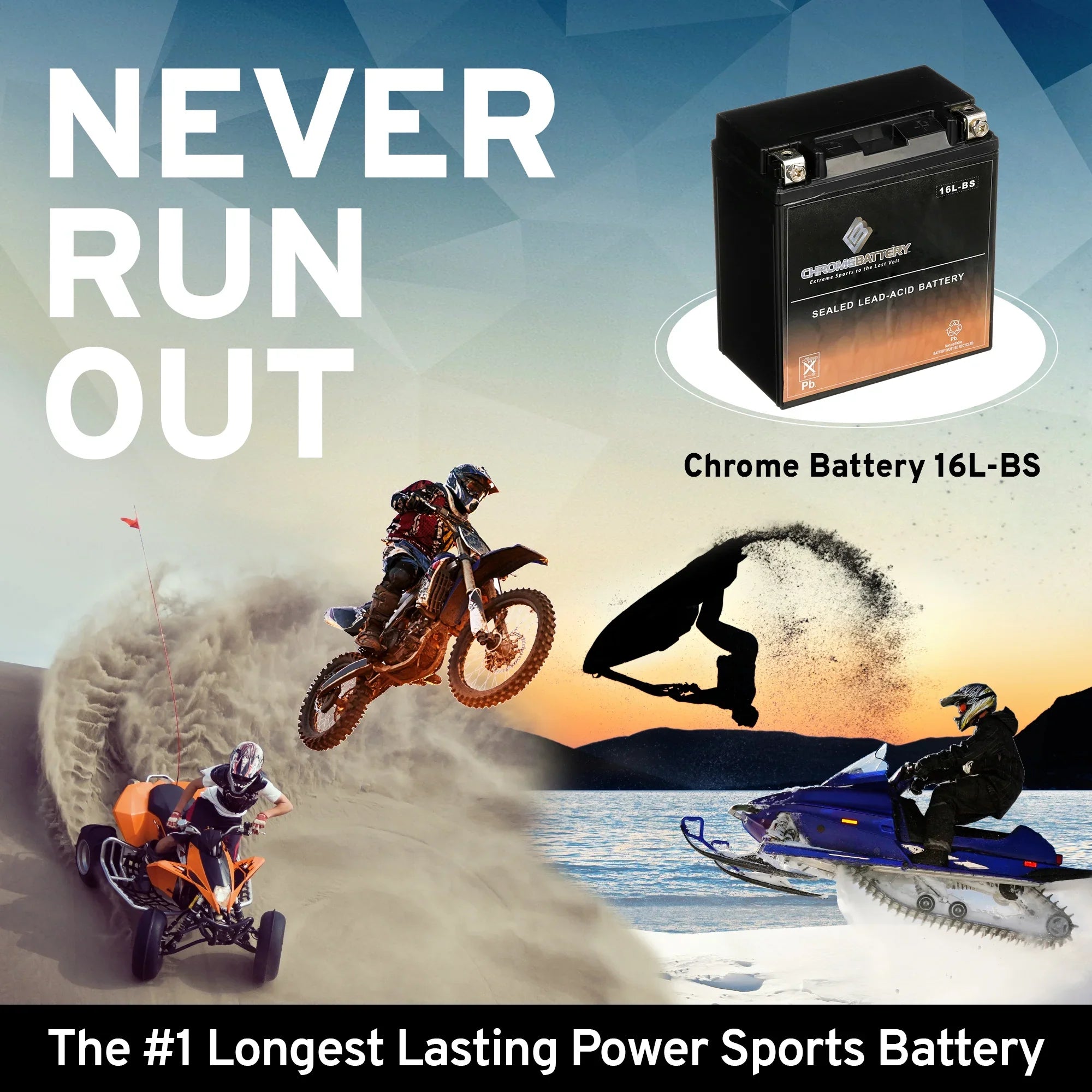 Jet CCA) Ah, Jf650 Kawasaki Chrome YTX16L-BS 1991 Ski X2 12 Battery Battery for (16L-BS 650cc Volt,14 230