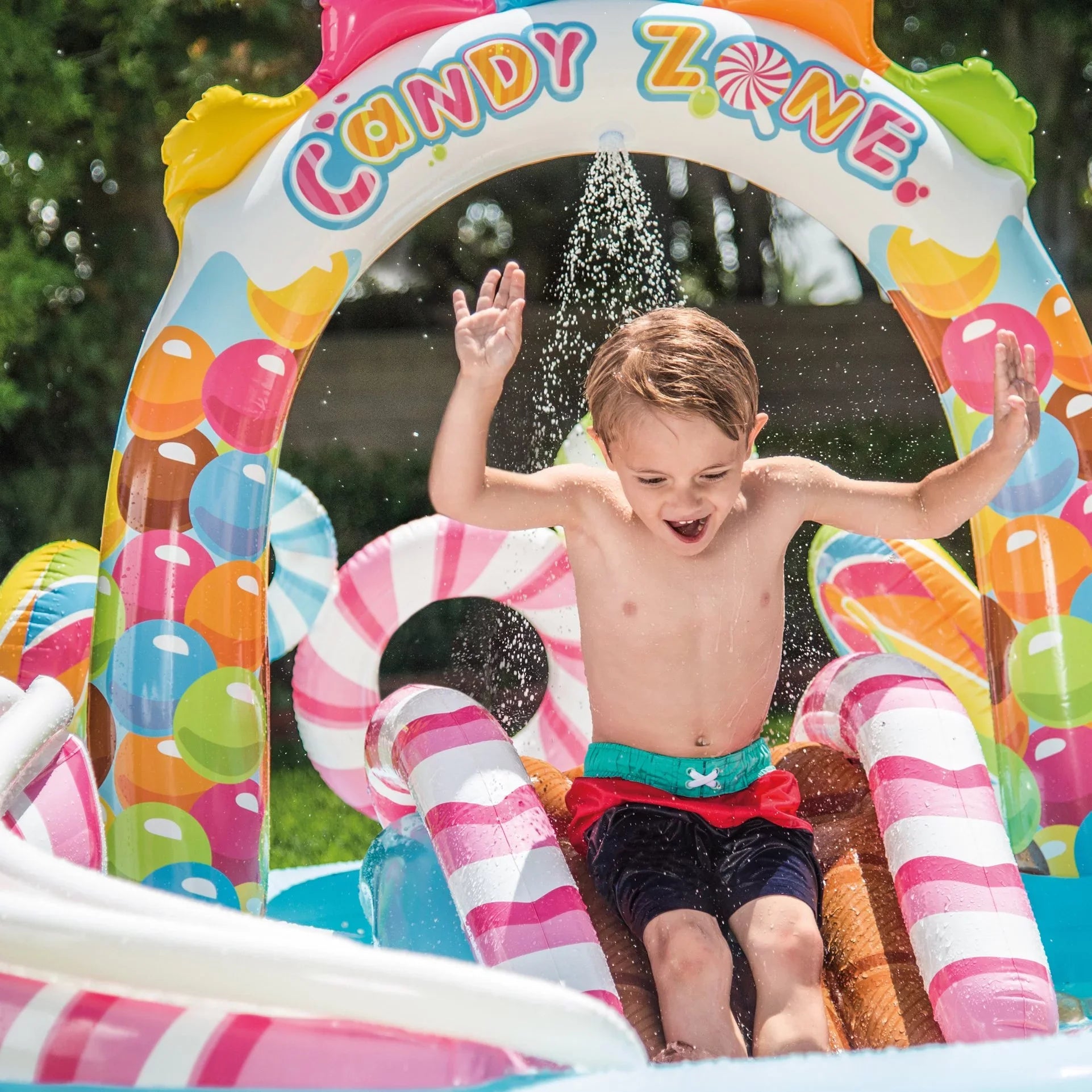 Pack) Intex w/ Zone (2 Play Kids Splash Box) Waterslide(Open Candy Center Pool