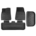 Floor Front 2nd Black climate Cargo Heavy Protection Mats + Liners, Mats, with Full Rear Trunk Model Y, & Tray Custom Mat All 3D Motorsports Row Floor 2020-2023 Tesla Compatible Set Duty TPE Ikon
