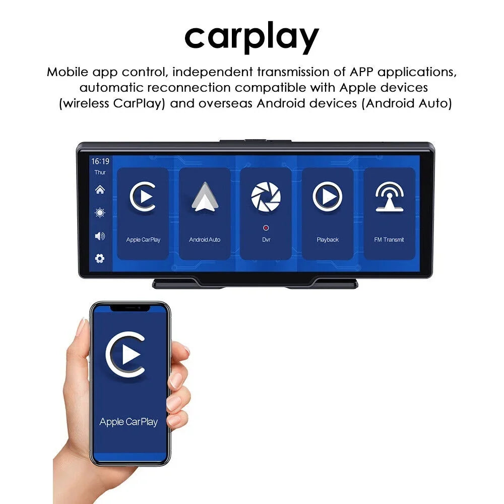 Lens Recording, KingFurt with Touch Dash Dual Camera Connectivity, 1080P Android Screen, T91 - 2K Enhanced WiFi Wireless Auto,