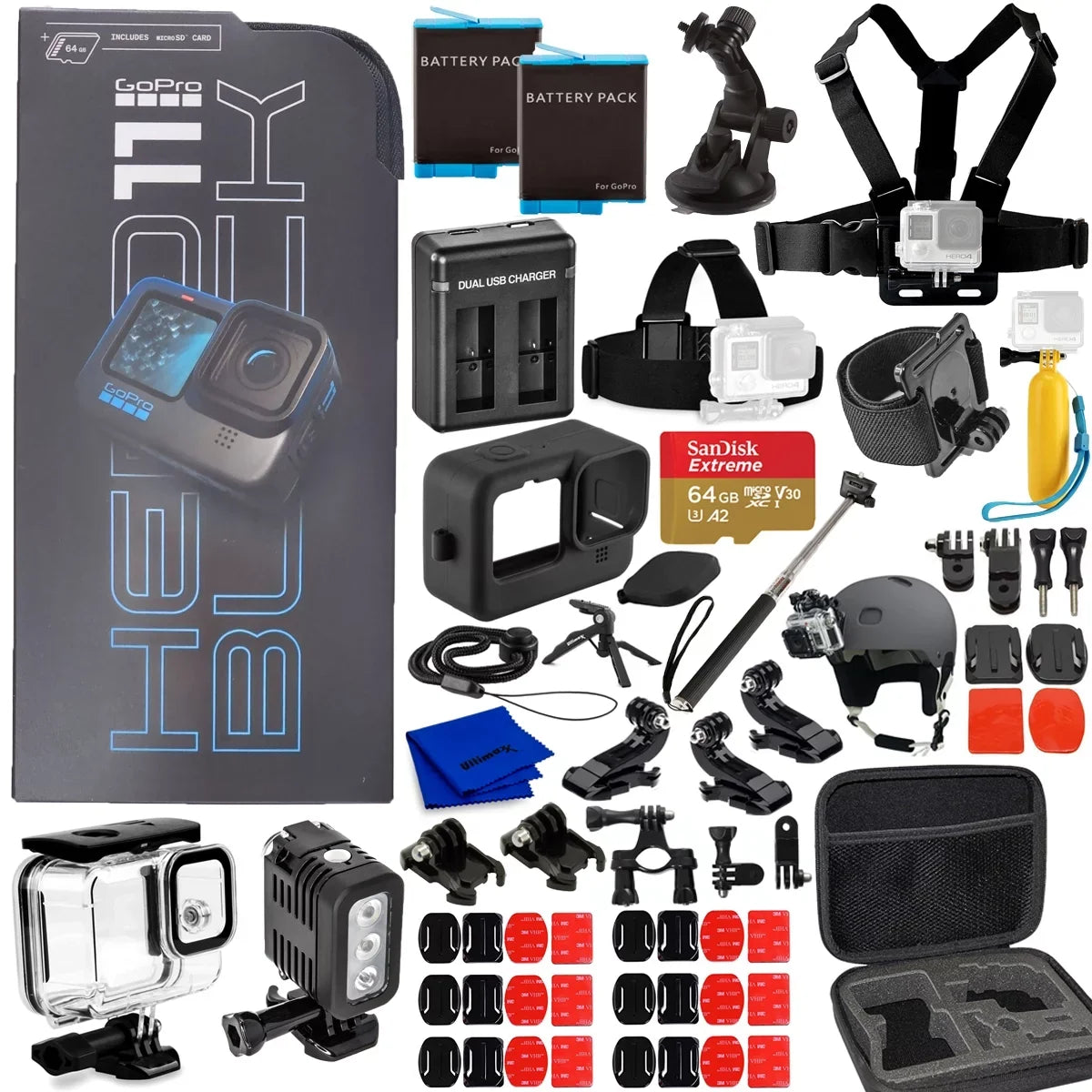 11 Camcorder - 5K 20PC GoPro Waterproof Accessory Bundle Black HERO