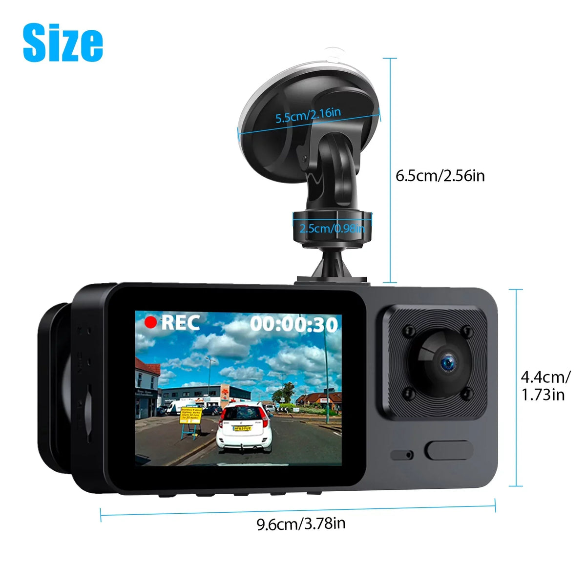 Cam Dual with and Rear, Camera, Vision Dash Backup Night Cam Screen 1080P HD Dash Car TSV 3 Channel Front Camera DVR