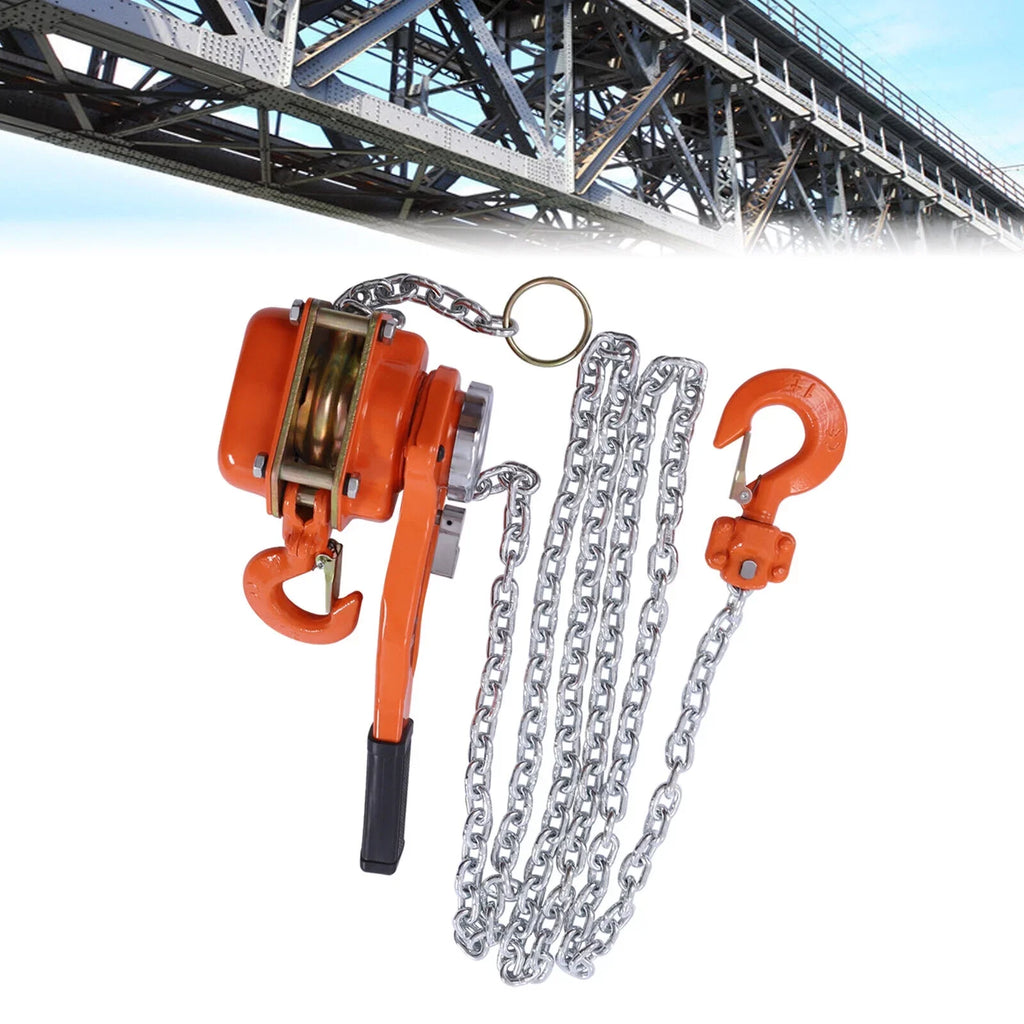Chain Along Block Hoist Lever Lifter Chain 10Ft Puller DENEST Come Type Ratchet 0.75T