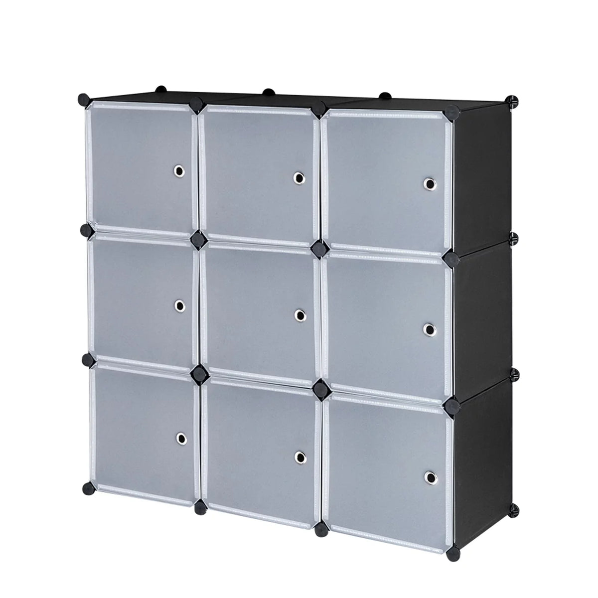Storage Doors DIY 9-Cube Book Organizer Units, Plastic Closet Cabinet, with Shelving Modular Shelf BMTBUY