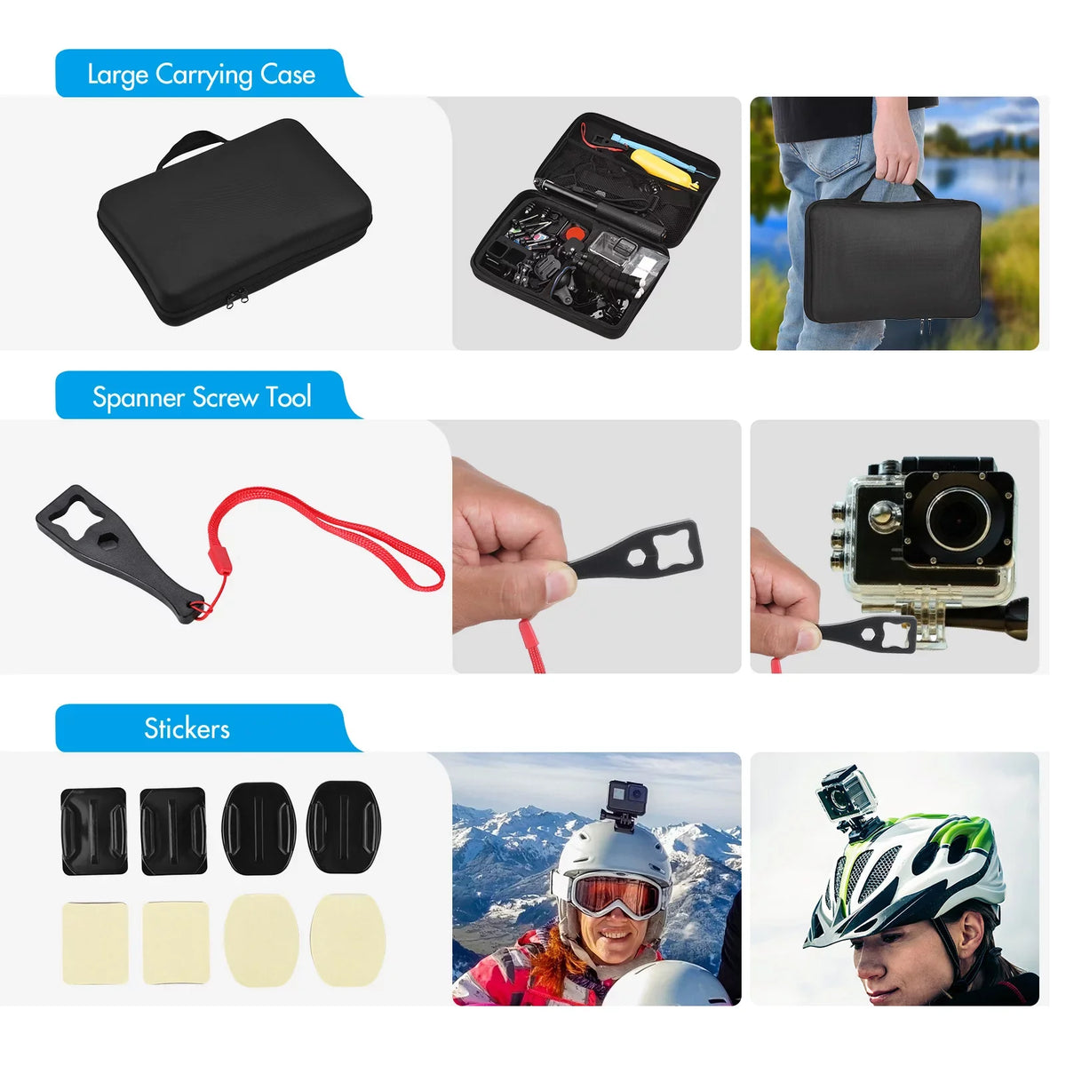 Mount Accessories Housing Anself with Various Kit Hero Protective Accessories for Waterproop GoPro Sports 109 Silicone Replacement Selfie Case with Stick Set More Black and Bracket Action