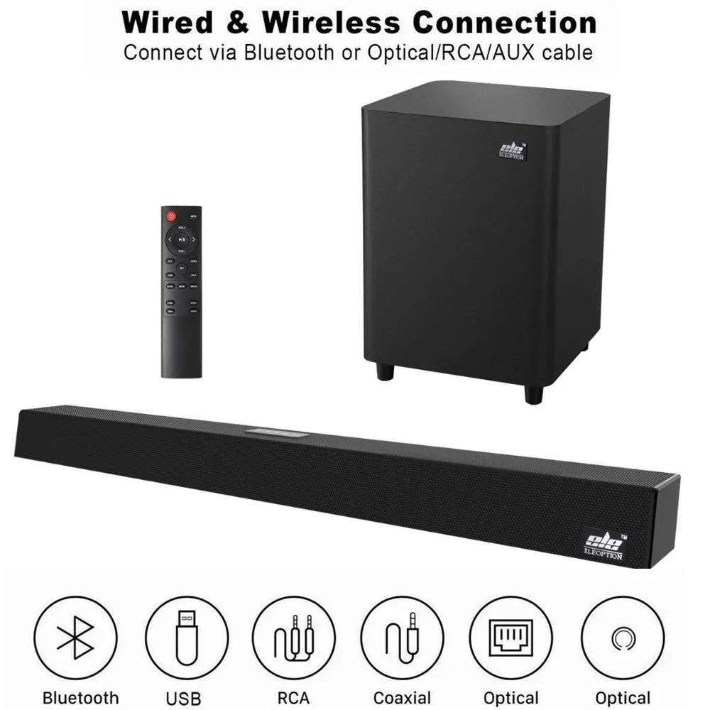 TV Bar Wall Home Theater Wireless 120W 2.1 Remote SoundBar Control Speaker System 3D SHANNA Bluetooth Mount Sound Surround