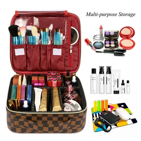 Case Compartments Brush Makeup ZBH with Cosmetic Travel Organizer Tool Makeup for Women Make Adjustable Jewelry Digital Storage Toiletry Bag Makeup Up Train Accessories