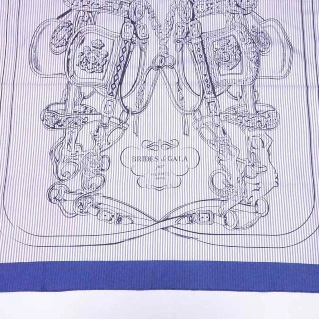 GALA ladies scarf Hermes BRIDES 90 navy de Pre-Owned x HERMES silk Carre (Good) white