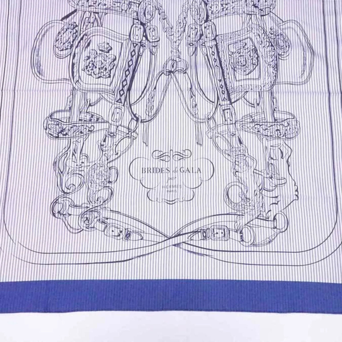GALA ladies scarf Hermes BRIDES 90 navy de Pre-Owned x HERMES silk Carre (Good) white