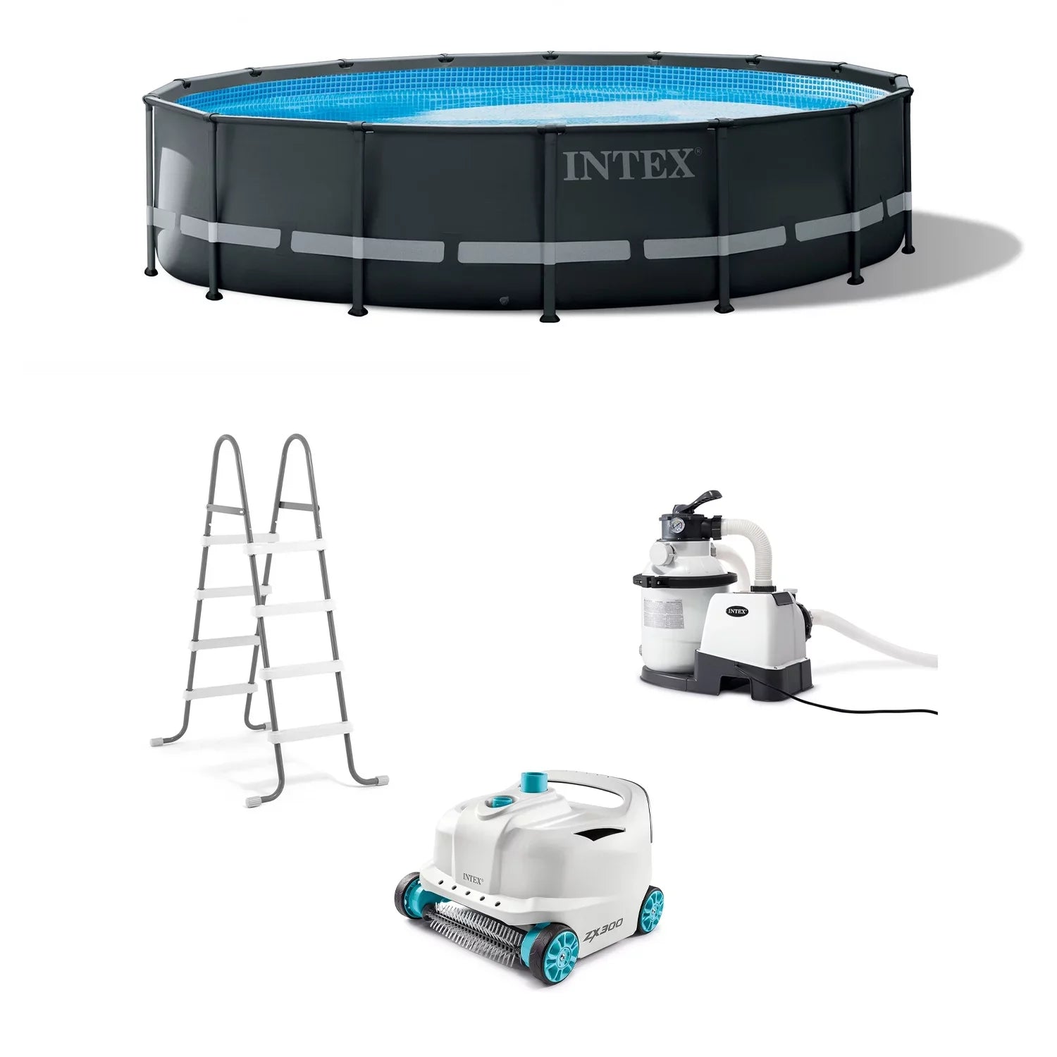XTR Cleaner 48in Ground Vacuum Pool w/ Intex Ultra & x Pump Above 16ft Set