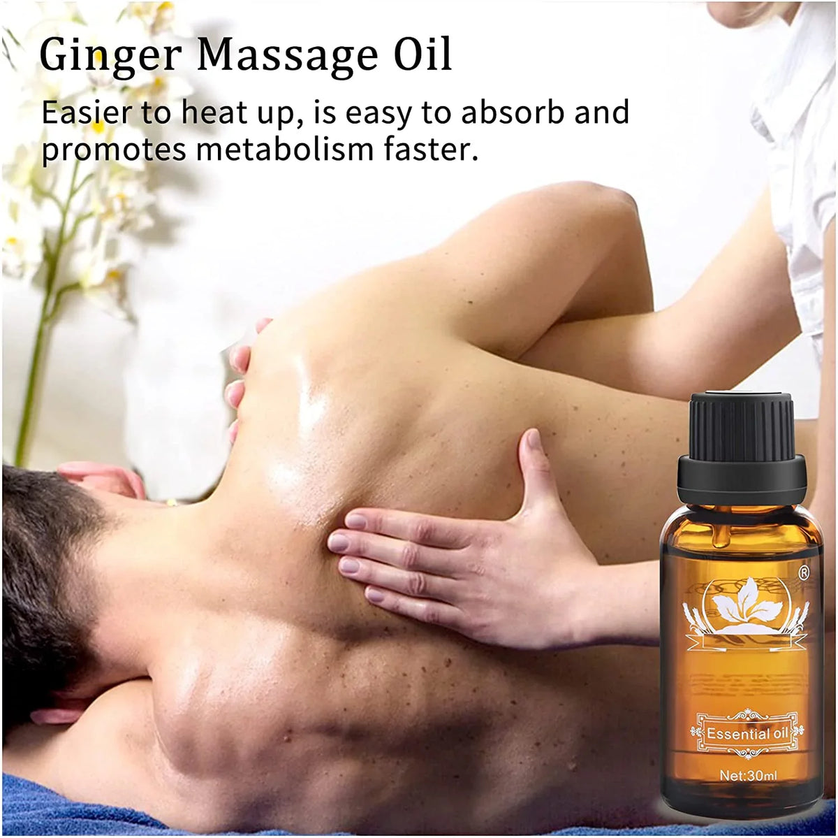 Massage Skin, Grapeseed Ginger Pcs Cosprof Drainage Gift 5 Oil Set Natural Ginger Drainage Day for Massage, 100% Valentine's Perfect Belly SPA Oil, Ginger Massage Oil Oil, Lymphatic Pure