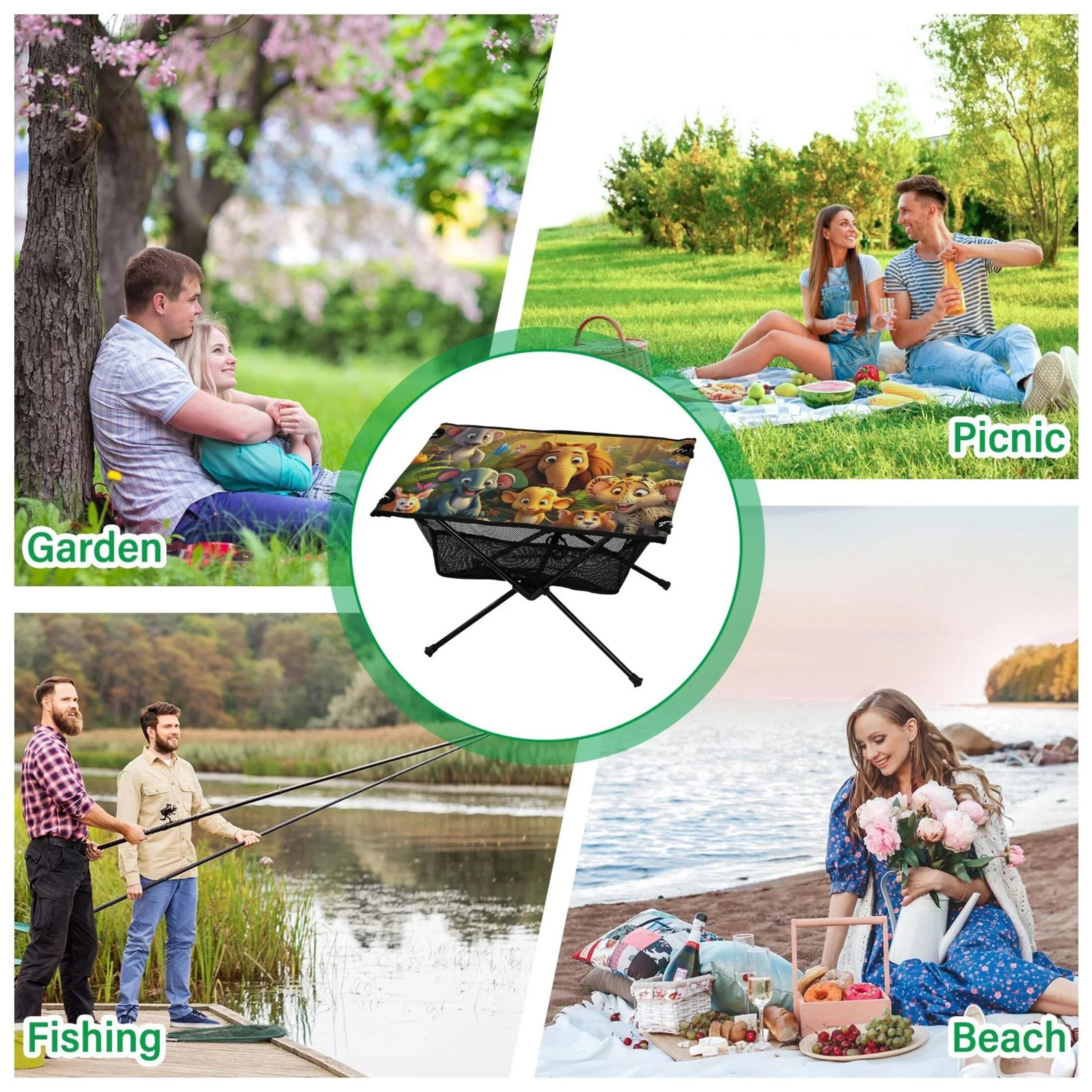 BBQ Portable Bag Folding Fishing exterior Picnic Forest Travel with Table Elephant Camping Table Table in Storage for Compact Beach