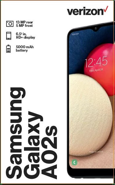 Verizon 32GB, A02s - Black Smartphone Prepaid Galaxy