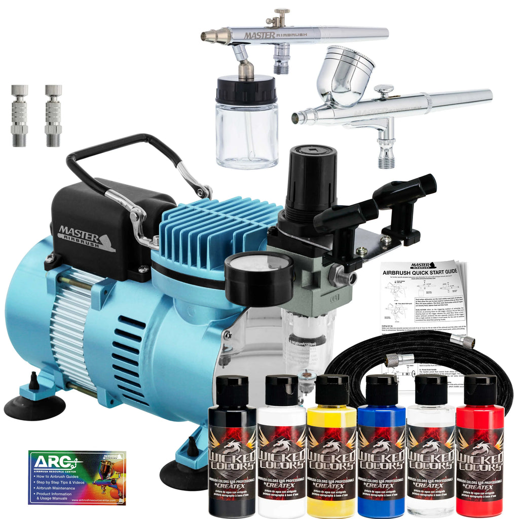Master Hose Colors 6 TC-20, G22, with Professional S68, E91 Kit Airbrush Compressor Air Createx Master Wicked &