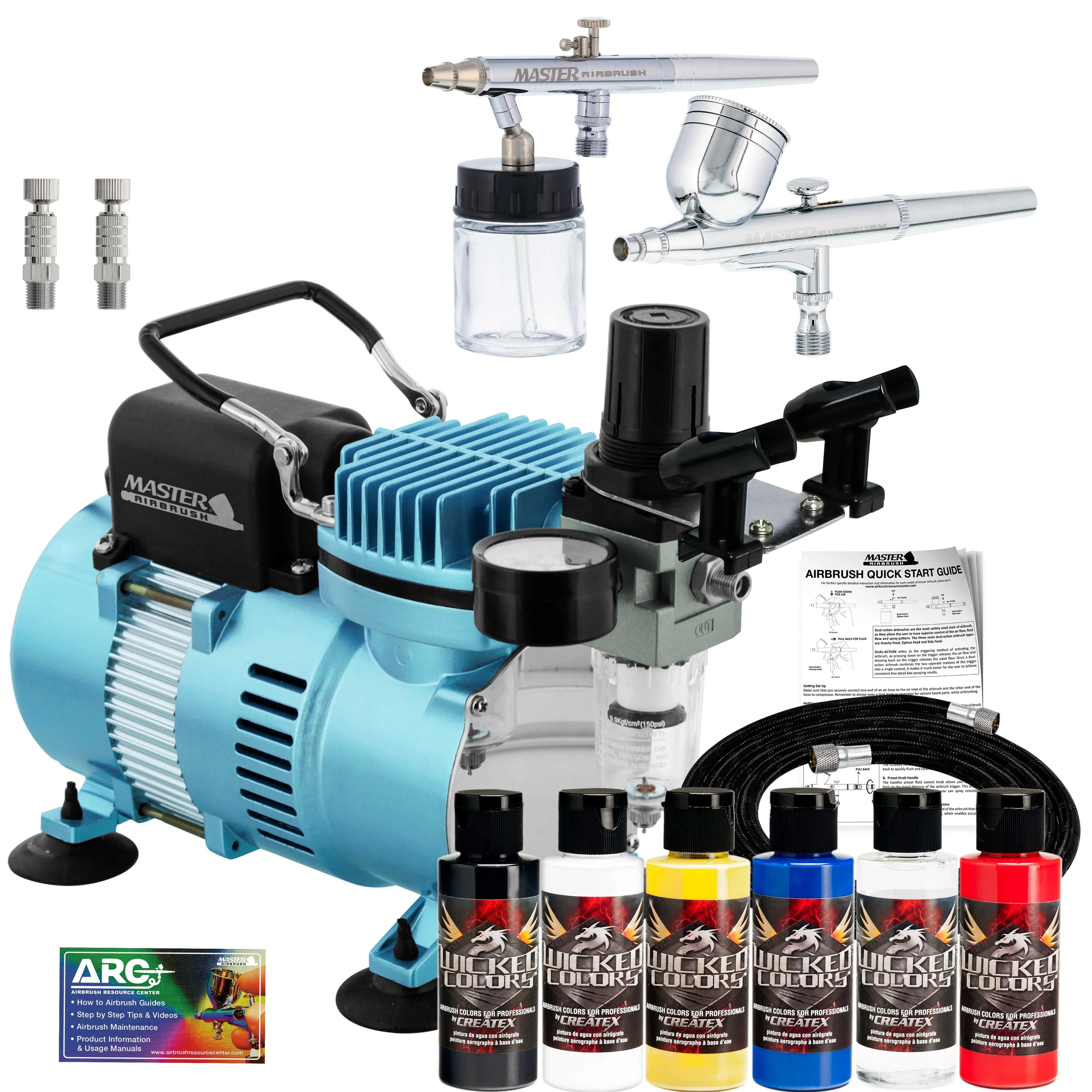 Master Hose Colors 6 TC-20, G22, with Professional S68, E91 Kit Airbrush Compressor Air Createx Master Wicked &