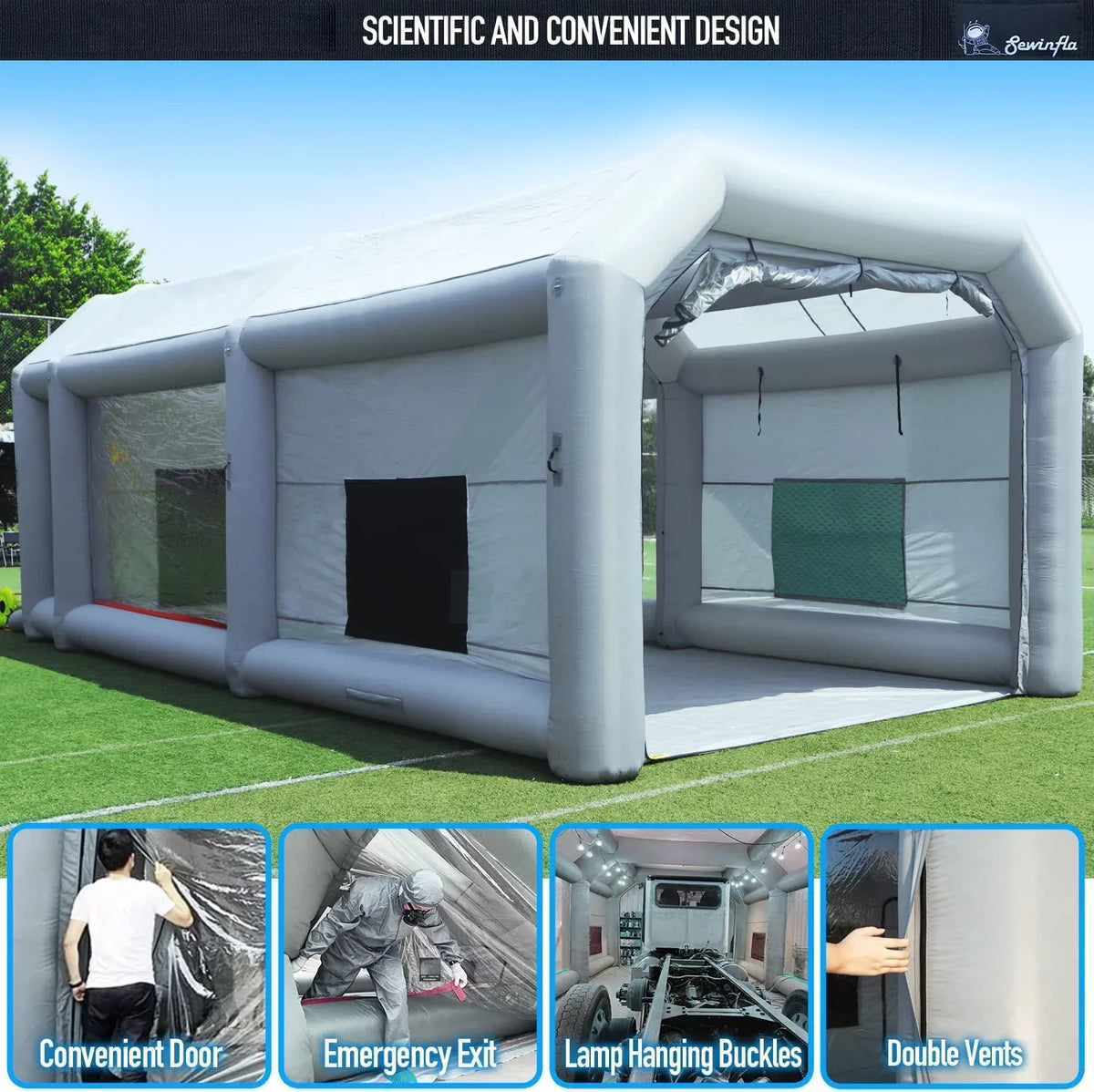 Professional Inflatable Painting Car Booth Sewinfla Booth Inflatable Paint Portable with Booth Blowers Spray 23x13x8.5Ft