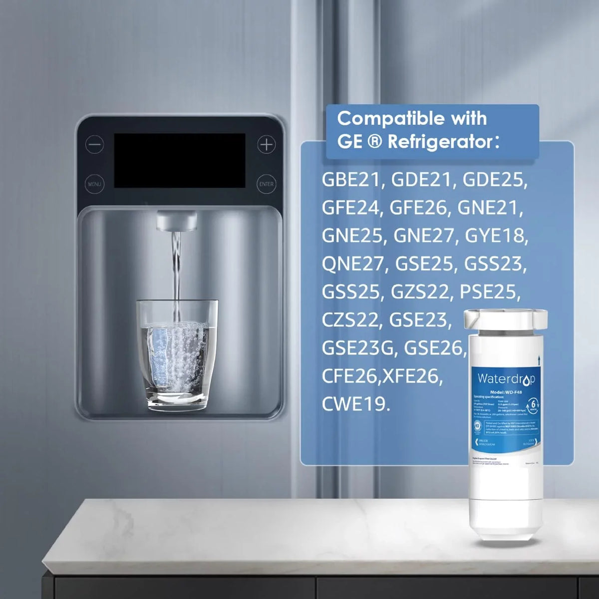 NSF liquid Refrigerator may (Package XWF Filter, Waterdrop Certified for Replacement Filter GE® 1 XWF vary)