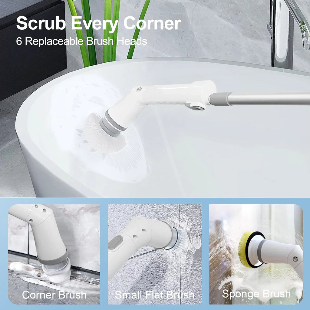 Scrubber Cleaning 6 Tile, Bathtub, Cleaning Electric Spin Brush, Replaceable for Floor Bathroom Scrubber, Heads Cordless Fixdono