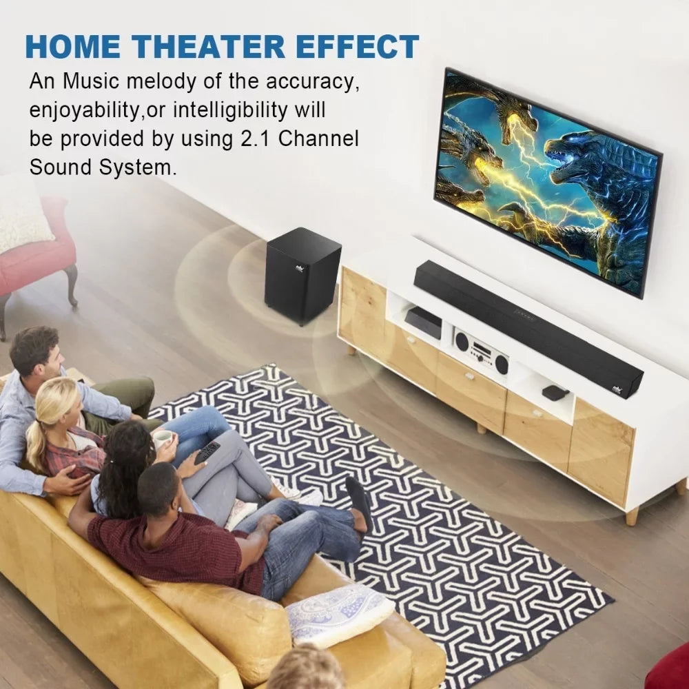 TV Bar Wall Home Theater Wireless 120W 2.1 Remote SoundBar Control Speaker System 3D SHANNA Bluetooth Mount Sound Surround
