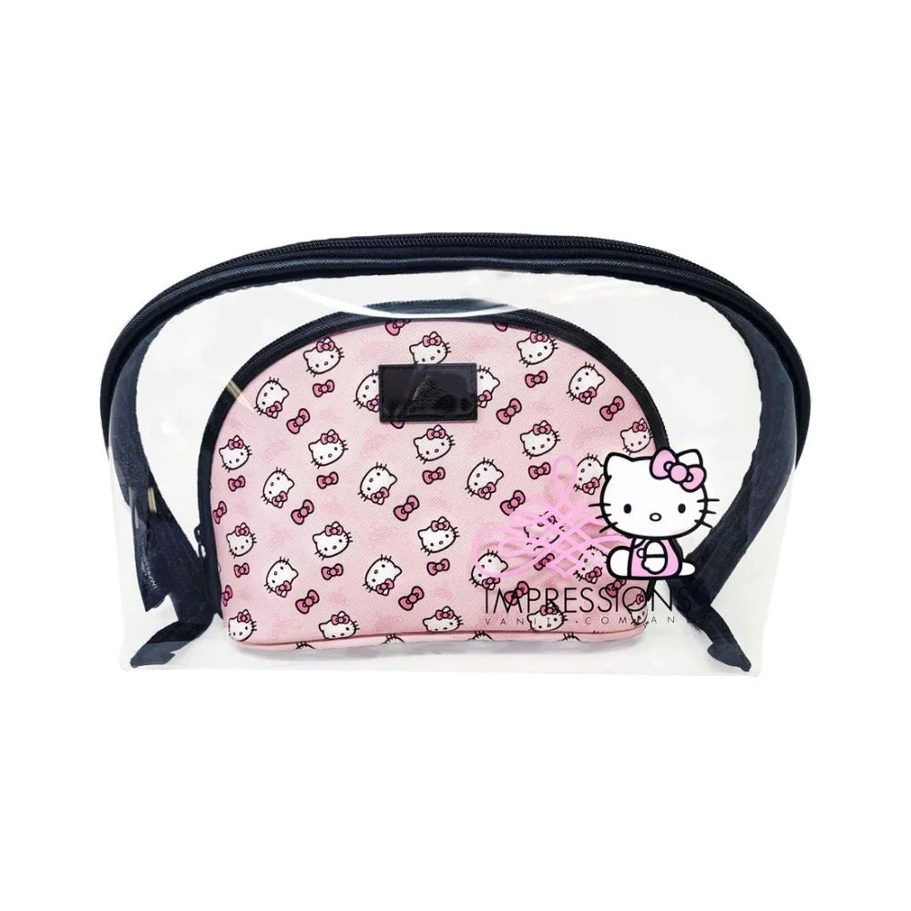 2 (Pink) Pcs Hello Bag Nested Travel Holding for Purses, Kitty Vanity Impressions Clutch Makeup Makeup