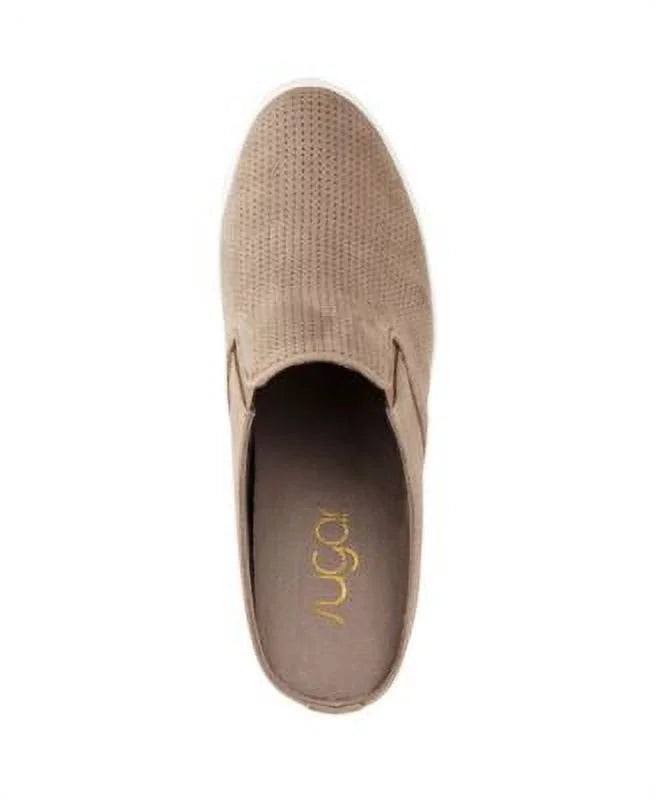 M Beige SUGAR Kallie Heel Sides Cushioned Slip Sneakers On Goring Almond Toe On Womens Athletic Wedge 9 Hidden