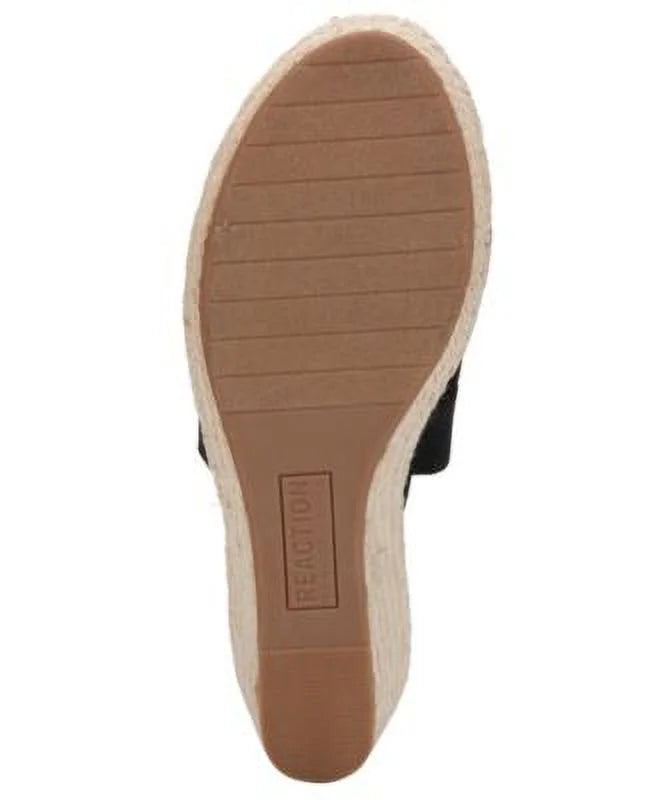 REACTION 1/2" Wedge M Stretch Womens Ankle On Flex 8.5 KENNETH Toe Strap Carrie Round Espadrille Comfort Shoes Padded Slip Gore COLE Black Platform