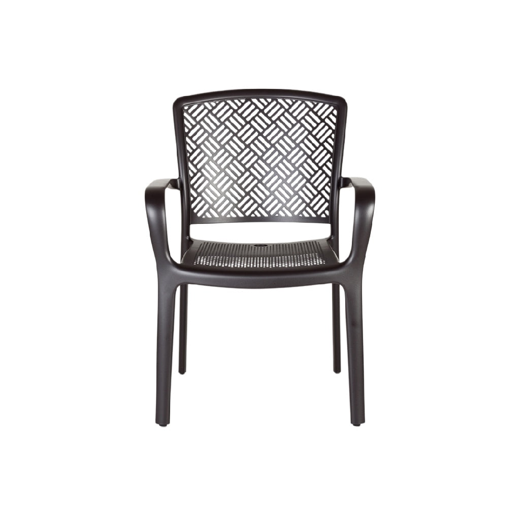 Modern Outdoor Dining Chair with Geometric Backrest Design