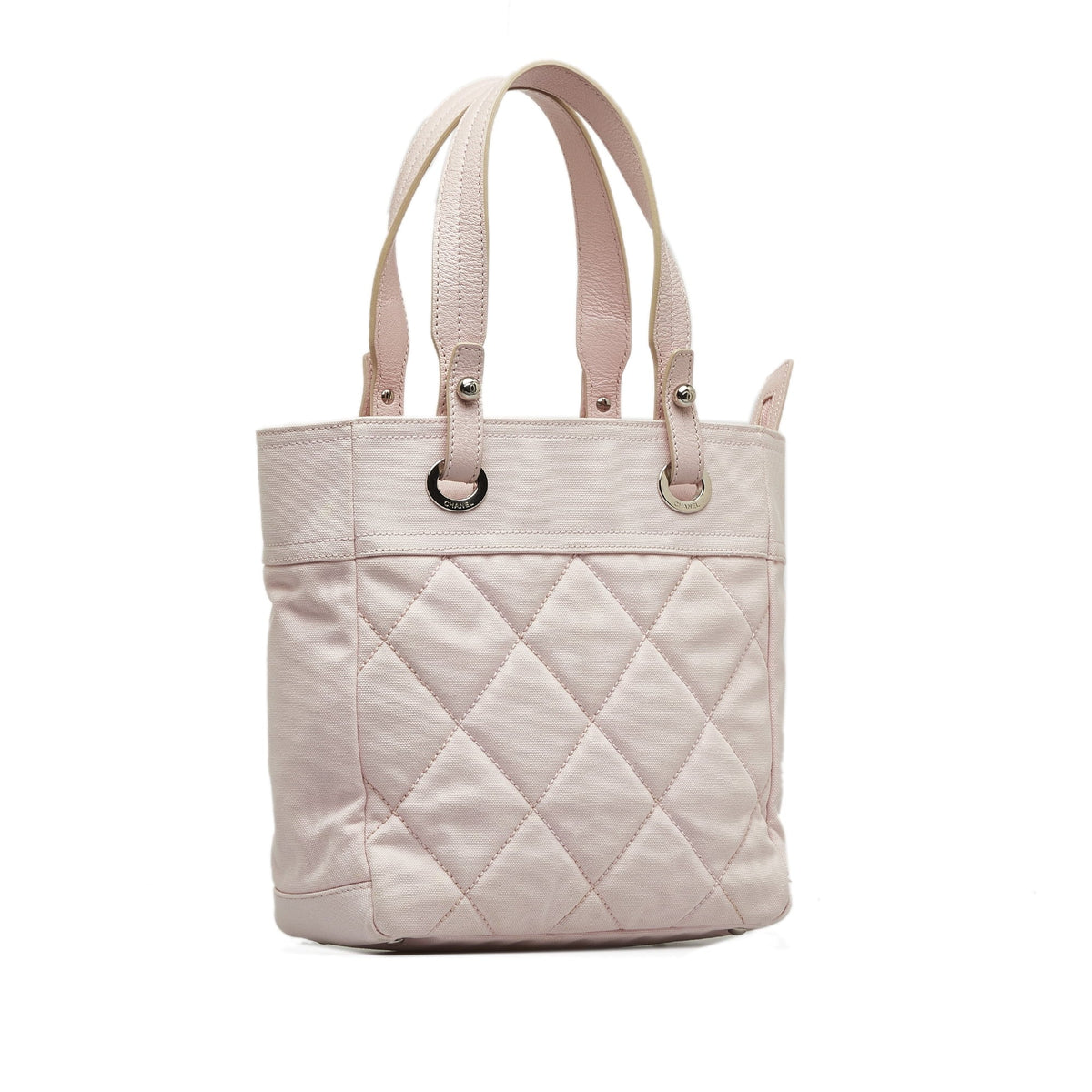 Pink Tote Authenticated Bag Fabric Tote (Good) Paris-Biarritz Unisex Pre-Owned Canvas Small