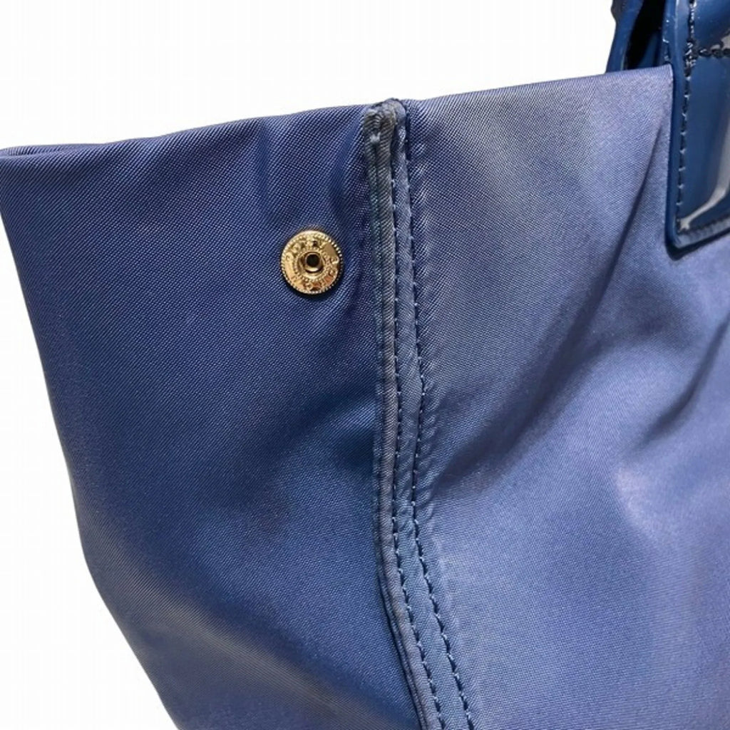 x (Good) Tory Leather Canvas Patent Tote Burch Bag Navy Nylon Women's Pre-Owned