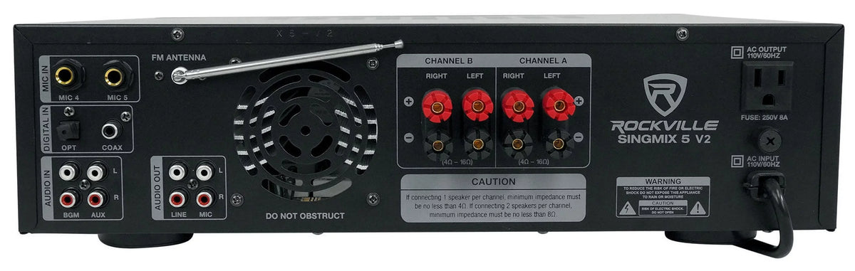 Rockville Ceiling 8" Home Speakers Black SINGMIX Receiver Bluetooth 5 Amp+(4)