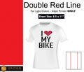 Red Double Heat - 200 11" Transfer - Iron Inkjet Paper Sheets - x 8.5 On Light Line