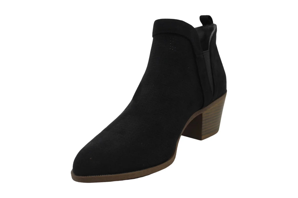 Toe Myrrah Black Gore Padded Block COMPANY Perforated 9 Heel Stretch M design Almond Booties & Womens
