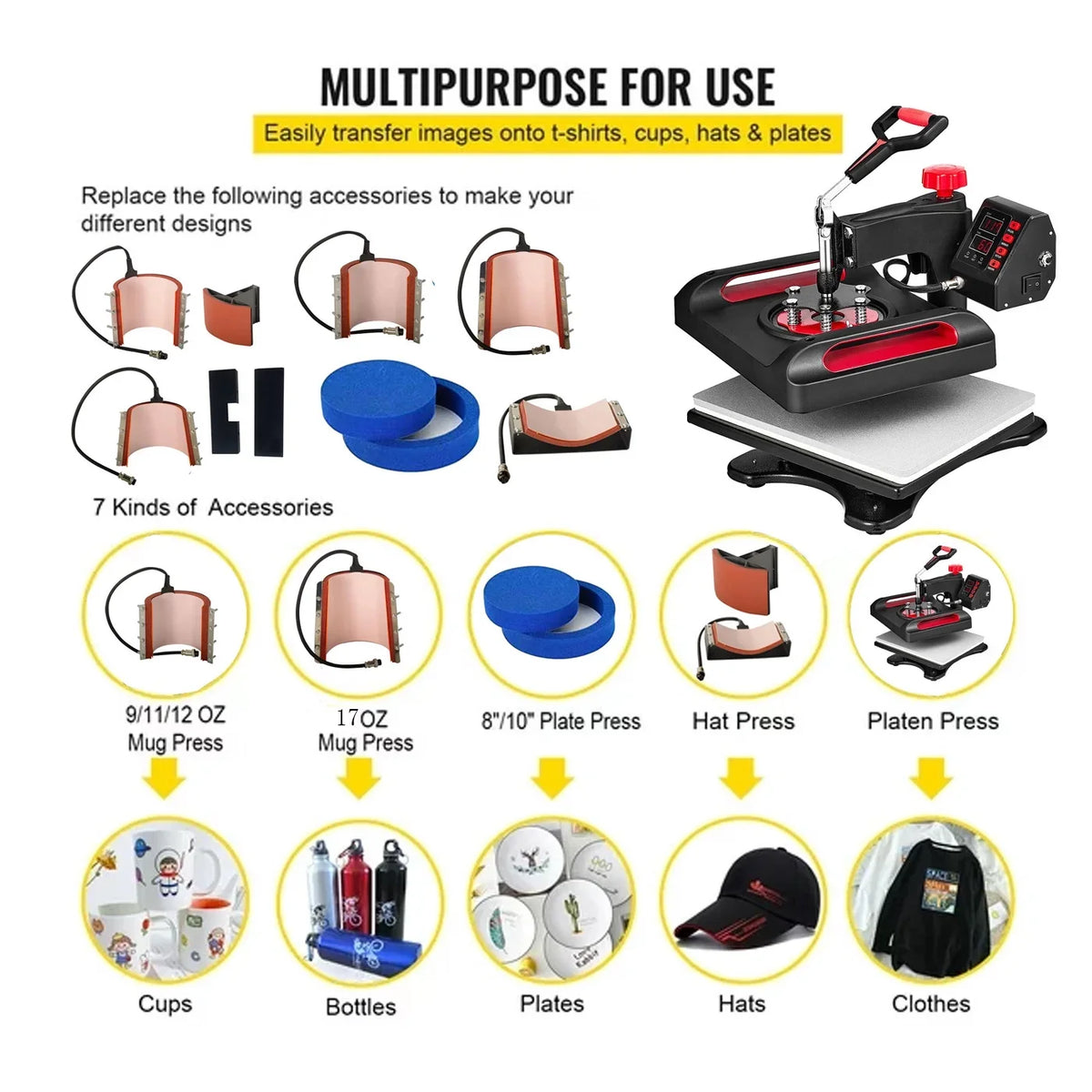 Inches Red Swing Control Transfer Printer 360 Sublimation 8 Precise Digital Pillow, 15 Away 15 Canvas Machine Press Bag, Printer, for x Heat 1, Printing, Banner Vinyl in LCD T-Shirts, Transfer