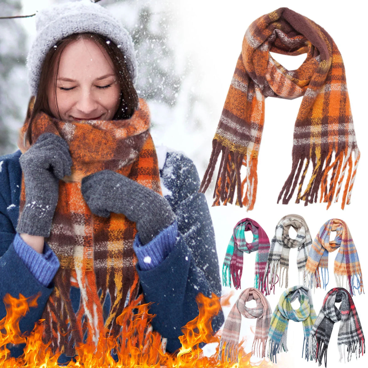 Plaid 1 Wrap Warm Christmas Winter Fall Scarf Warm Scarf Tassel For Large Gift Blanket Scarf Scarves Women 2022 Shawl Soft Classic Scarves Soft Pack Scarf Scarf Women Lightweight Thermal