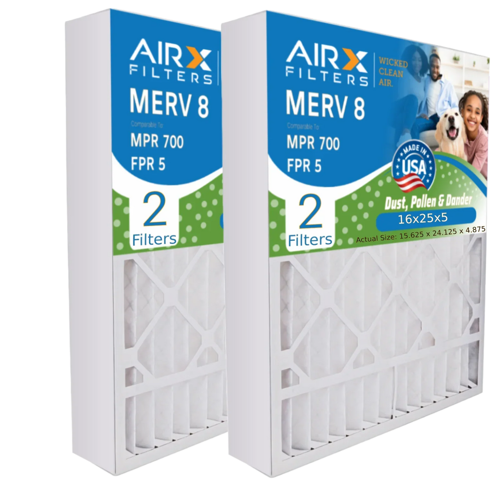 MERV Compatible CLEAN & 700 FILTERS 16x25x5 16x25x5 to 8 5 FPR Pack 2 Furnace with Made USA Skuttle AIRX Premium Filter Air #000-0448-001 DB-25-16 AIR. WICKED Filter by MPR Comparable