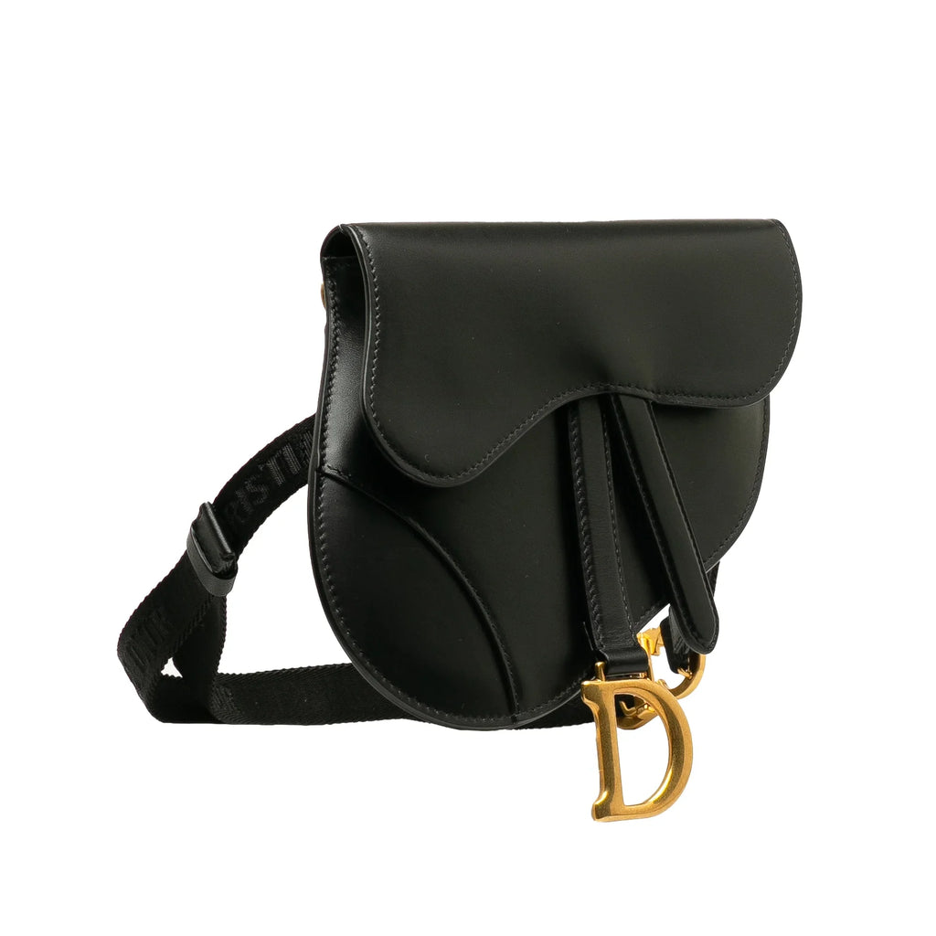 Pre-Owned Bag Unisex Calf Saddle Dior Leather Authenticated Belt Black (Good)