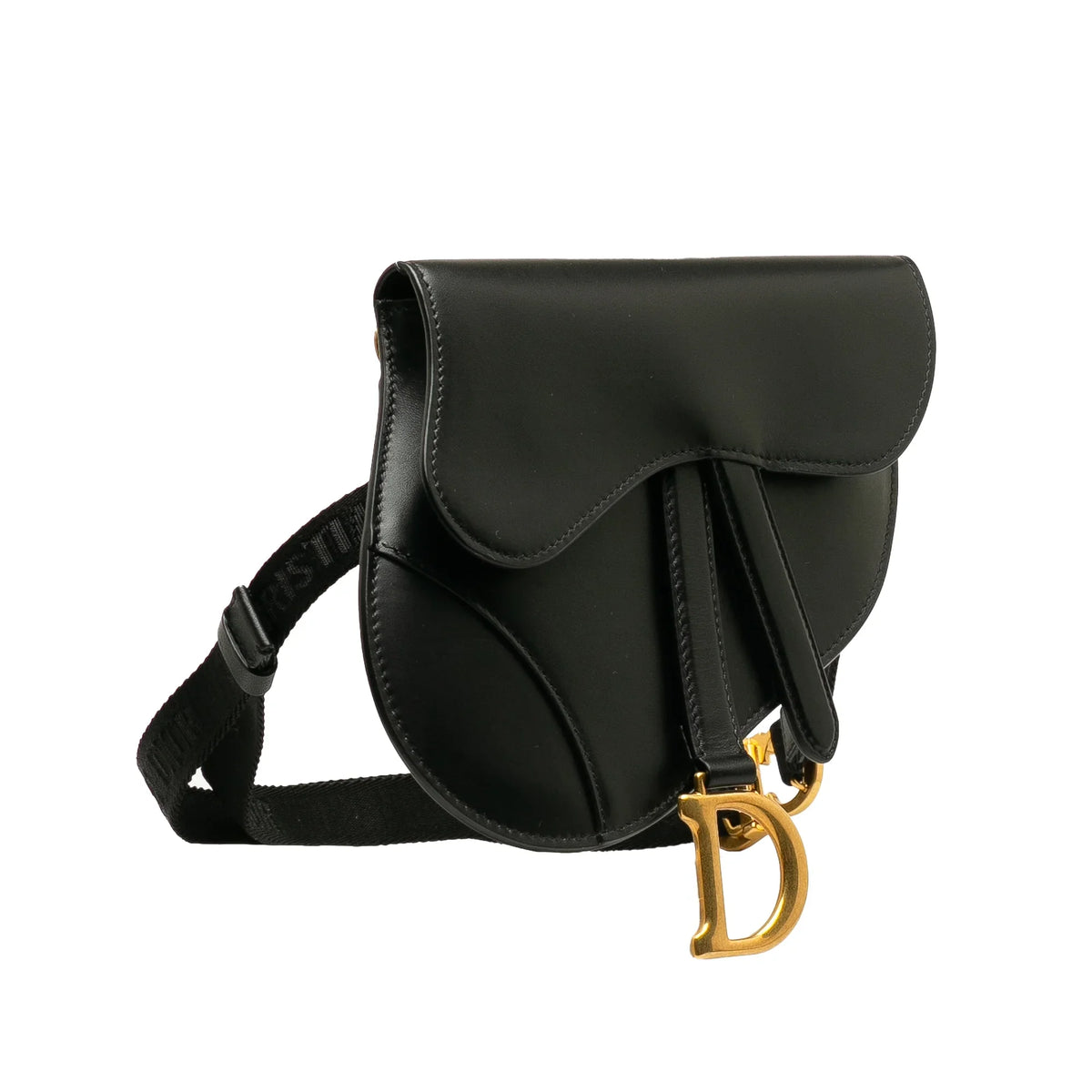 Pre-Owned Bag Unisex Calf Saddle Dior Leather Authenticated Belt Black (Good)