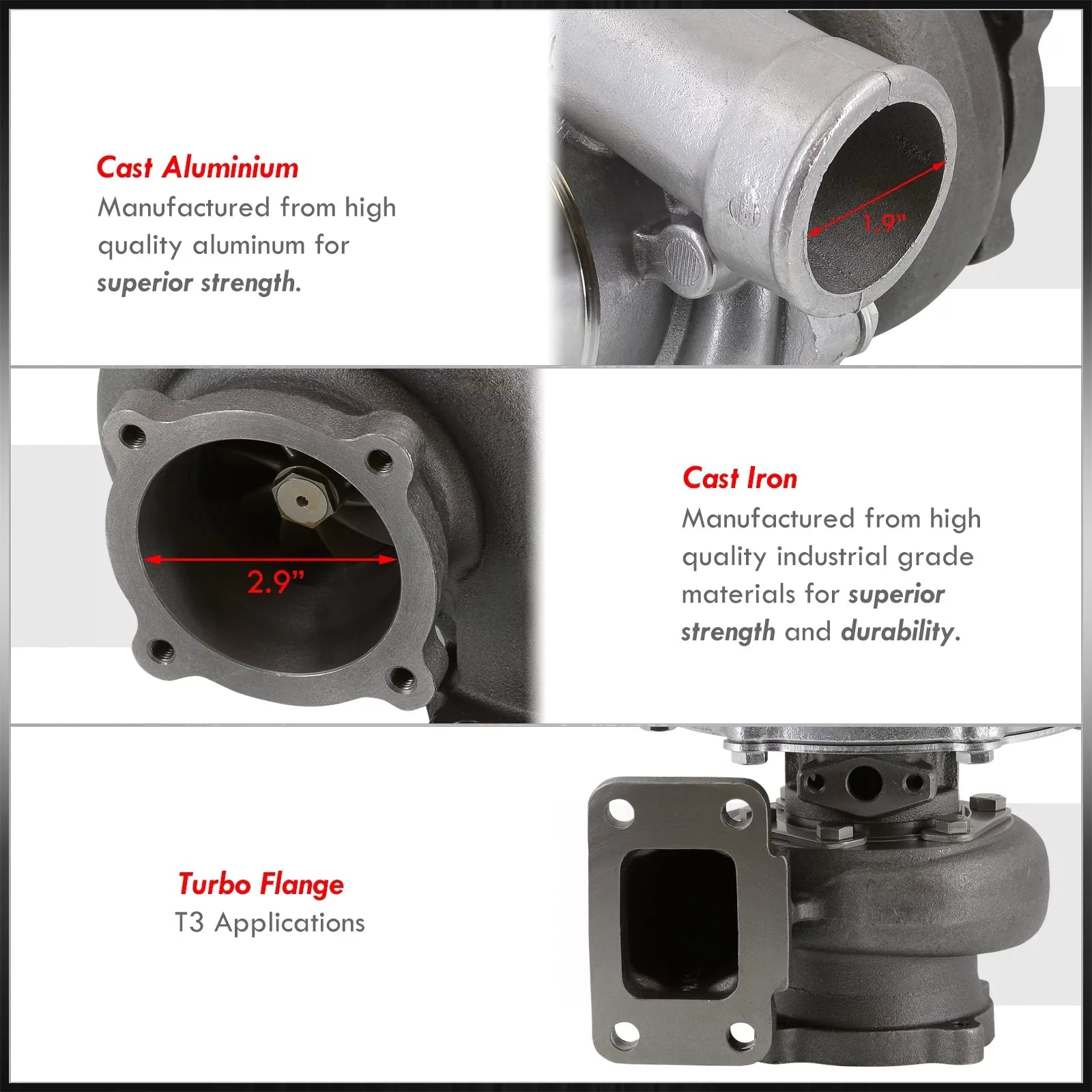 Charger GT35 GT3582 Anti-Surge Boost 0.70 Compatible/Replacement liquid AR & Flange GT30 Universal Turbine T3 Compressor Turbo Car AJP Distributors Turbocharger Cooled Oil For A/R 4-Bolt GTX3582R 0.82
