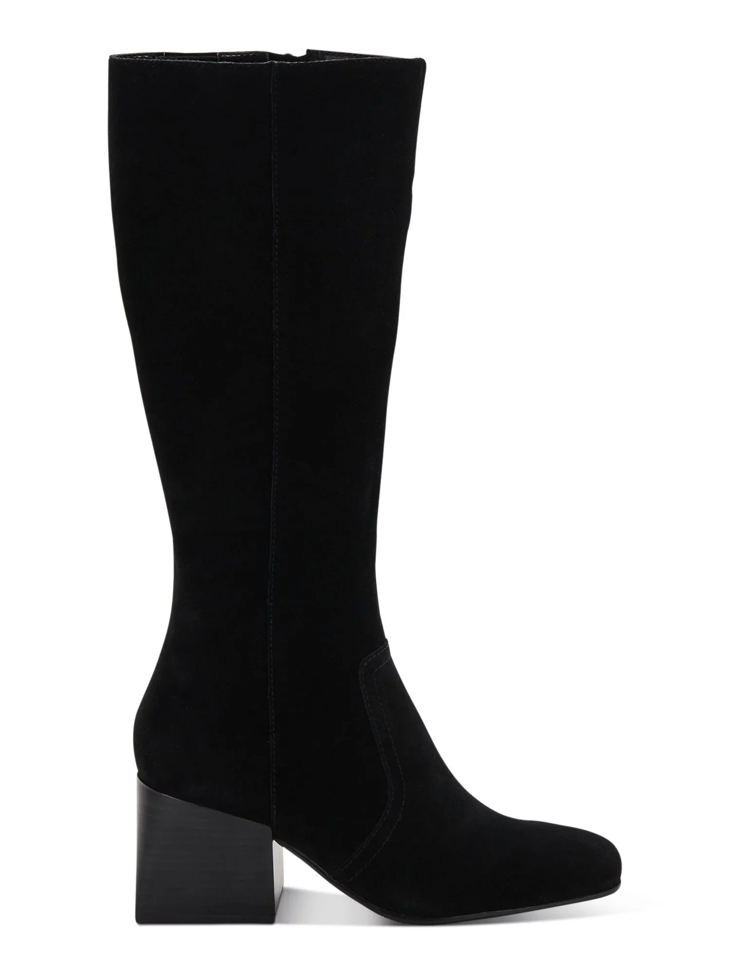 AQUA Square Heel Black Zip-Up Boots Stacked outfit Cushioned Goring Womens COLLEGE Shoes Tori Toe 10 Waterproof M