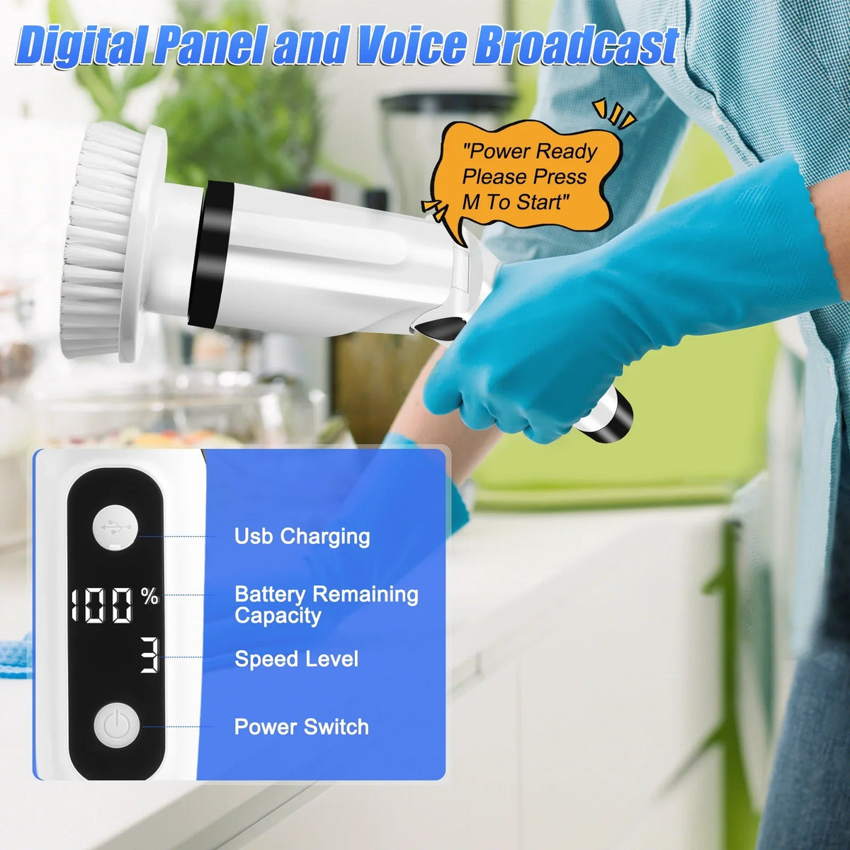 Cleaning Cordless WLRETMCI for Handle Electric with 8 Brush Kitchen Tub Household Cleaning Brushes with Floor Heads,Shower Scrubber Spin Scrubber, Long Brush Car Bathroom Tile